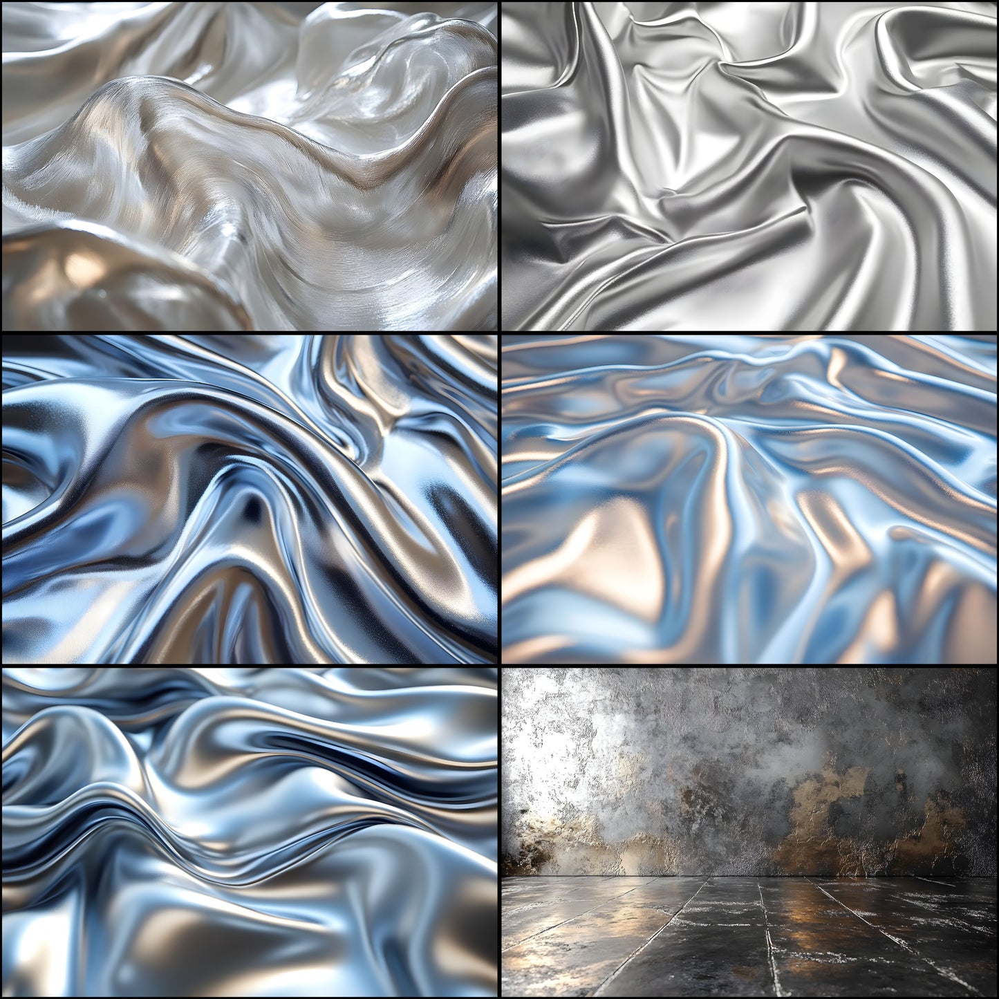Silver Gray Photography Backdrop Bundle, Digital Backgrounds for Portraits, Fine Art Textures, Neutral Tones Photo Overlays