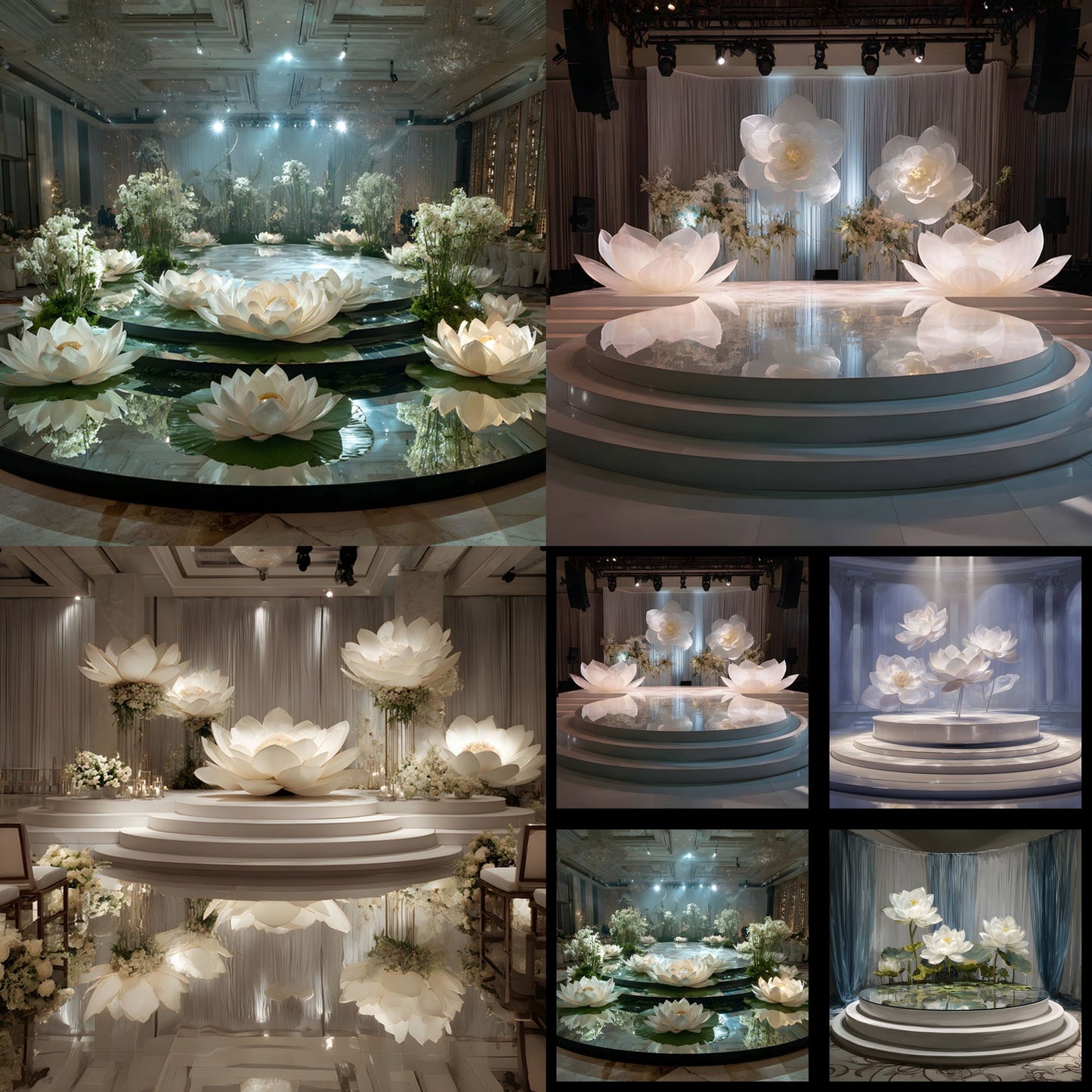 White Lotus Flower Photography Backdrop, Elegant Floral Centerpiece Background, Digital Image for Stunning Portraits & Art Projects