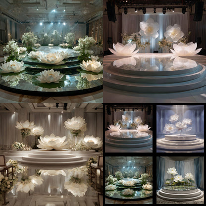 White Lotus Flower Photography Backdrop, Elegant Floral Centerpiece Background, Digital Image for Stunning Portraits & Art Projects