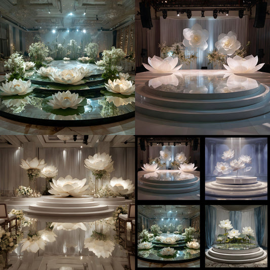 White Lotus Flower Photography Backdrop, Elegant Floral Centerpiece Background, Digital Image for Stunning Portraits & Art Projects