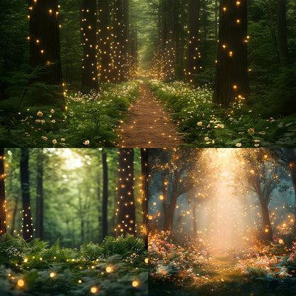 Whimsical Forest Wedding Backdrop Collection, Enchanted Digital Backgrounds for Photographers, Dreamy Photography Overlays