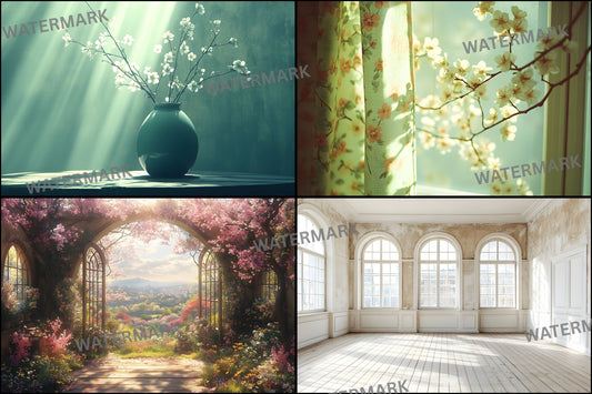 Vintage Sunlit Room Digital Backdrop, Wallpaper Backgrounds for Photography, High-Resolution Images, Photo Studio Prop