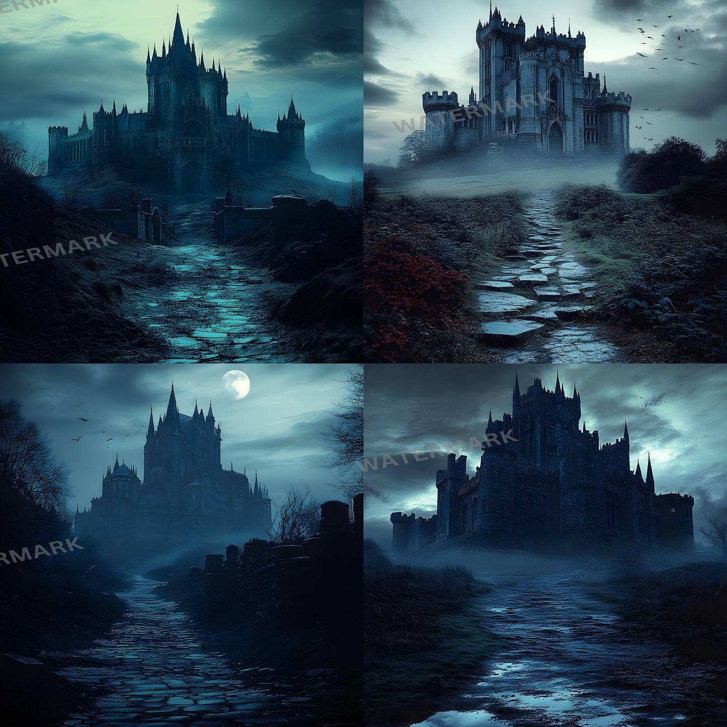 Castle Backdrops | Fantasy Castle Backgrounds | Medieval Scenes - Gothic, Halloween, Witchcraft Castle Backgrounds - Digital Backdrops
