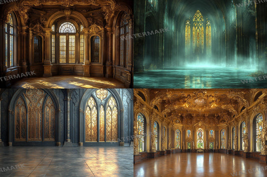 Gothic Revival Backdrops - Luxurious Gold and Baroque Designs for Photography - Gothic Backgrounds - Gothic PNG - Digital Backdrops