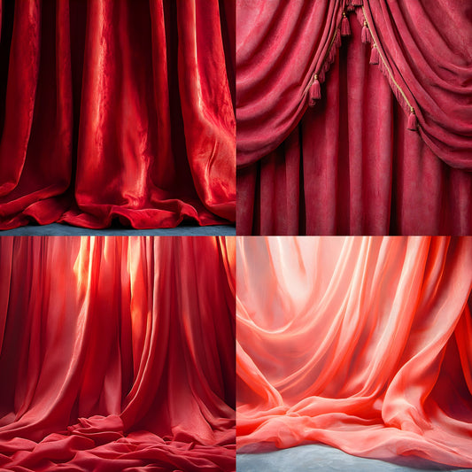 Vintage Red Curtain Backdrop Digital Download, 19s Style Photography Background, for Portrait Photoshoot, Retro Fabric Texture