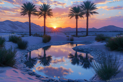 Desert Oasis Backdrops | Desert Backdrop | Tropical Sunset Photoshop Background | Warm Sand Beach Scene | Photography Digital Backdrop