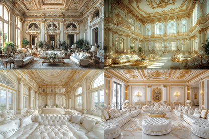 Luxurious Baroque Gold Backdrops Featuring Ornate Interiors, Elegant Palaces, and Opulent Decorative Styles, Baroque Regal Room Backdrops