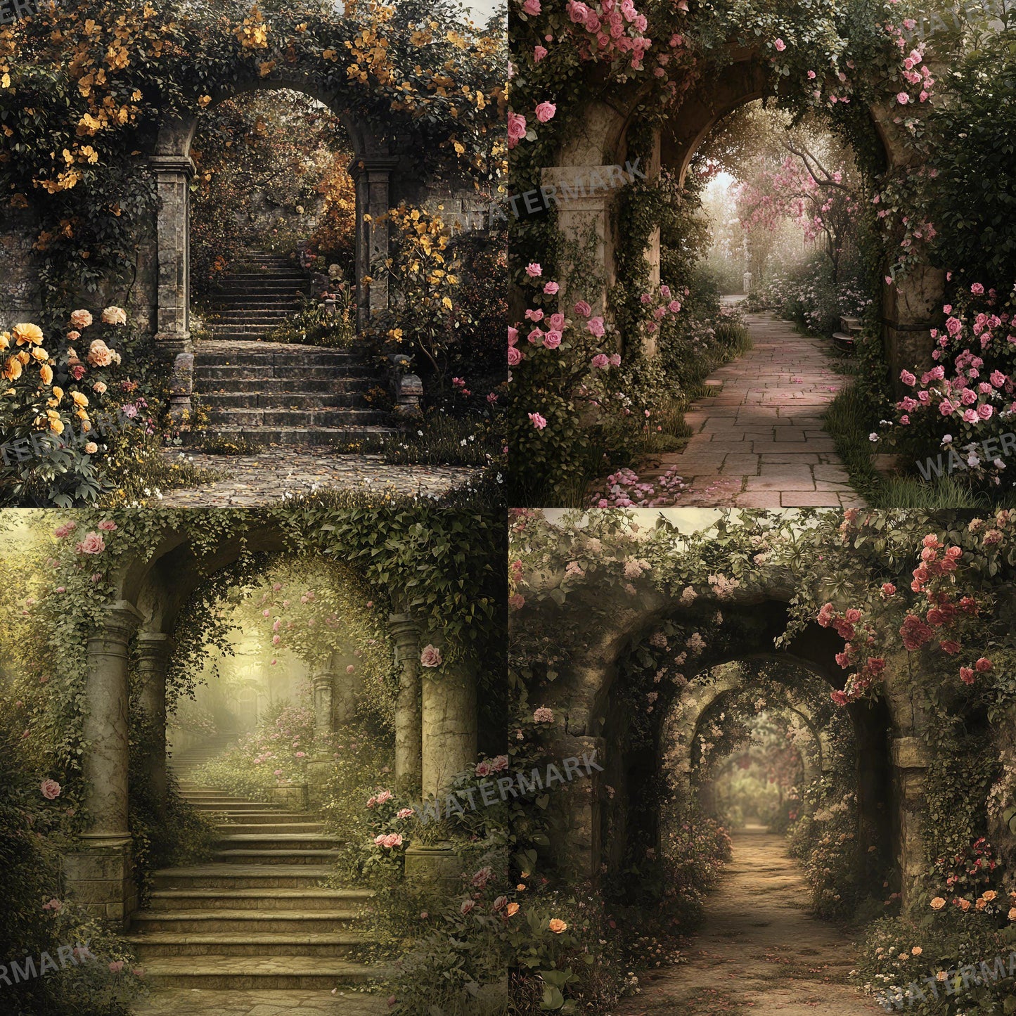 Secret Garden Digital Background, Forest Tree, Digital Backdrop, Nature, Photoshop Composite, Floral Background, Flower Garden backdrops