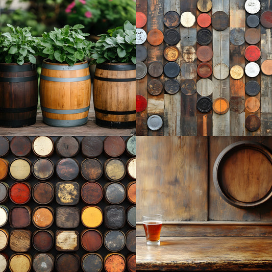 Whiskey Barrel Digital Photography Backdrop, Rustic Wood Background for Newborn, Portrait, and Product Photography - Ratio
