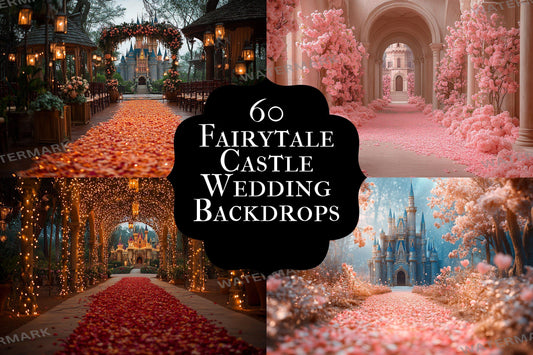 Fairytale Castle Backdrop: 6PNGs for Fantasy Wedding Photo Editing, Princess Photography Props, Dreamy Palace Digital Backdrops