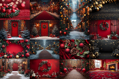 Christmas Backdrop, Digital Backdrop, Santa Christmas Backdrop For Kids Family, Festive Digital Download Christmas Background