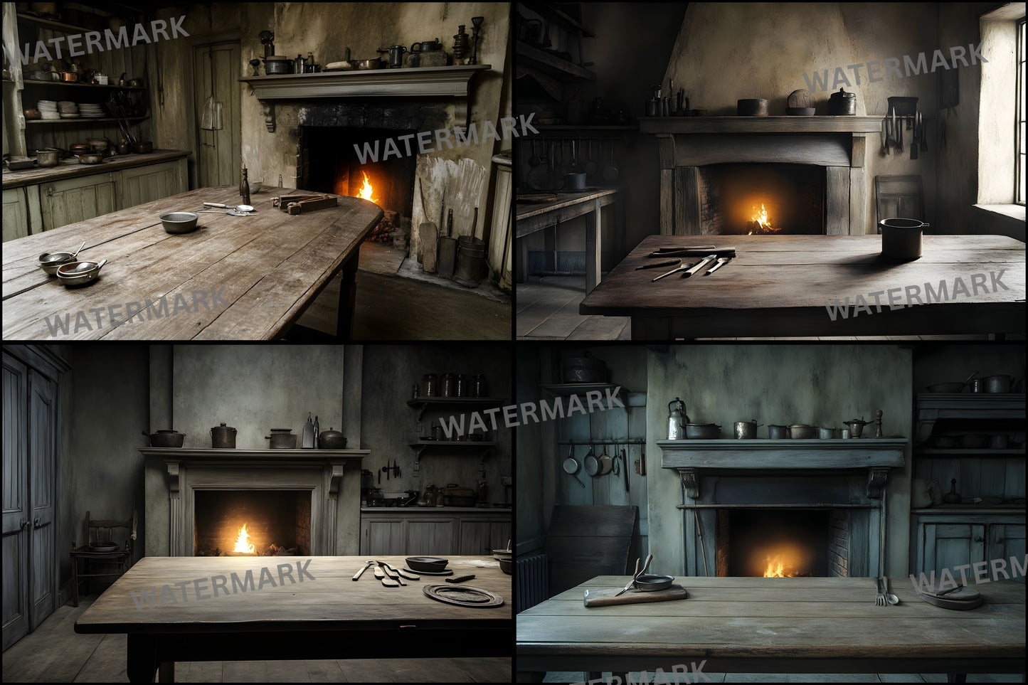 Workhouse Kitchen Digital Backdrop, Dreary Photography Background, Old Historic Building Photo Prop, Portrait Scene Setter, LBXD