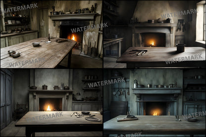 Workhouse Kitchen Digital Backdrop, Dreary Photography Background, Old Historic Building Photo Prop, Portrait Scene Setter, LBXD