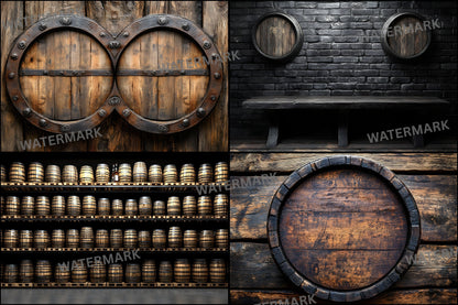 Whiskey Barrel Digital Photography Backdrop, Rustic Wood Background for Newborn, Portrait, and Product Photography - Ratio