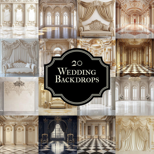Luxurious Wedding Backdrops | Elegant Palace Wedding Backgrounds for Photography, Photoshop Composite, Master Overlay, Event Decor