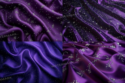 Purple Satin Embellished Backdrops | Digital Luxury Fabric Scenes | Glamour & Fantasy Photography Backgrounds - Purple Backdrops