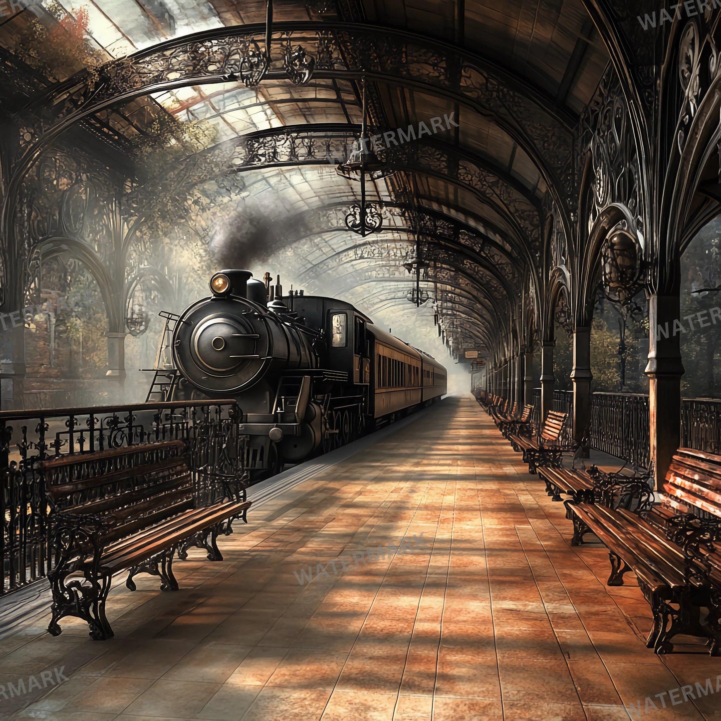Wizarding School Train Station Backdrops | Magical Platform Backgrounds for Digital Art & Photo Editing