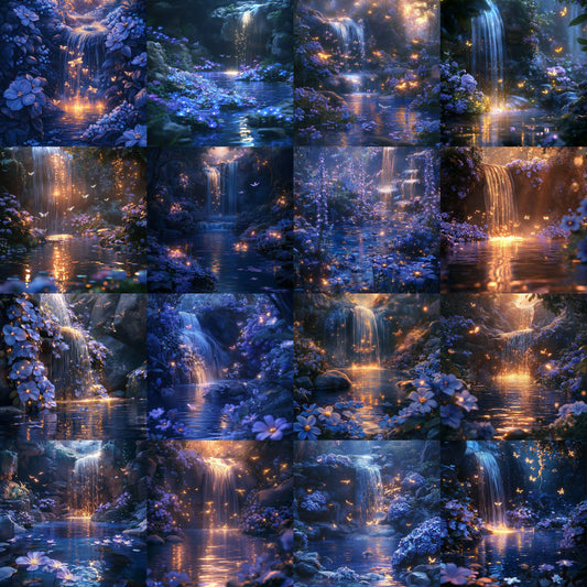 Dreamy Mystic Fairy Pool Backdrop: 2PNGs for Ethereal Magical Photography, Water Fantasy Elements, Enchanted Digital Backdrops
