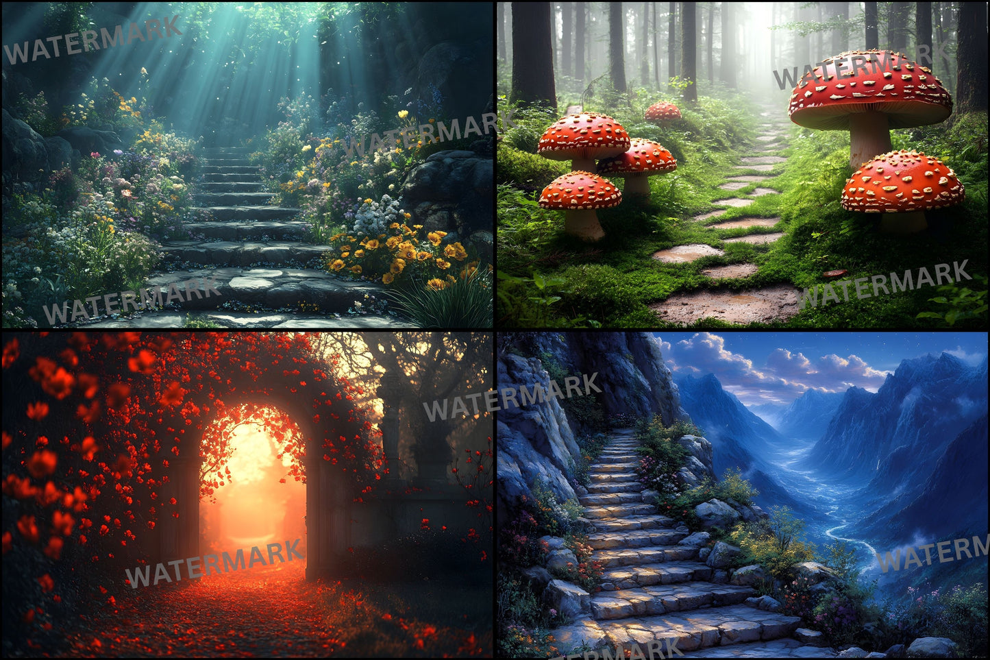 Alice in Wonderland Backdrop Set, Whimsical Digital Backgrounds for Photography, Fantasy Portrait Photography, Storybook Theme, Ratio