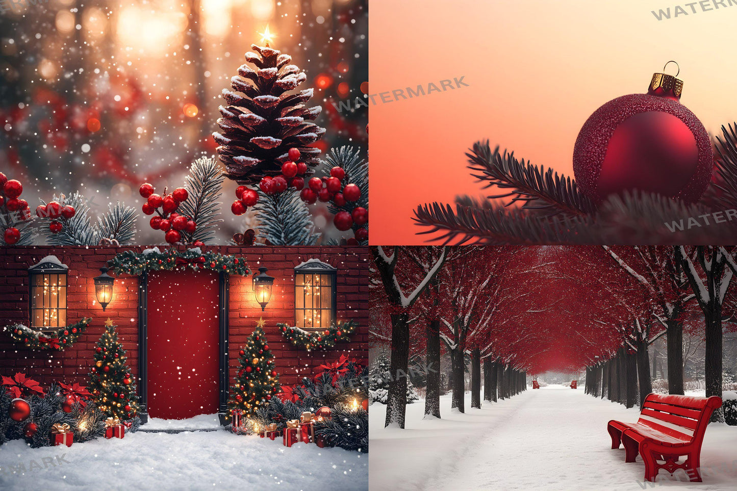 Christmas Backdrop, Digital Backdrop, Santa Christmas Backdrop For Kids Family, Festive Digital Download Christmas Background