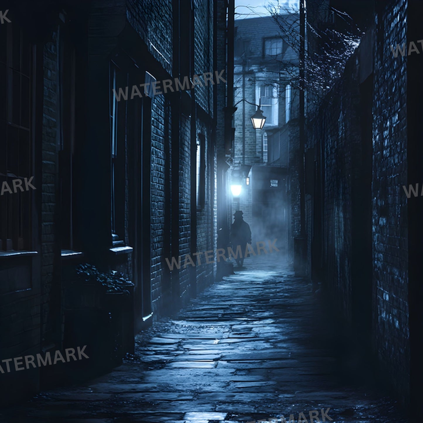 Sherlock Holmes Alley Digital Backdrop, Detective Scene Background, Moody Alleyway Photography Prop, Instant Download for Composites, Square Ratio