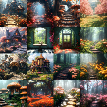 Alice in Wonderland Backdrop Set, Whimsical Digital Backgrounds for Photography, Fantasy Portrait Scenes, High-Res Wonderland Images