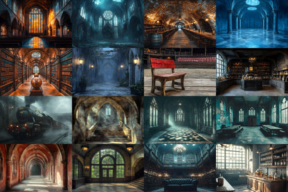 Wizarding School Backdrop Collection - Magical PNG Graphics for Crafts - High-Quality 00x00px Commercial Use Images