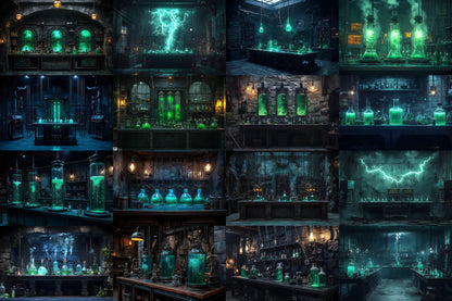 Mad Scientist Lab Backdrop, Dark Science Laboratory, Gothic Alchemy Room, Spooky Halloween Decor, Sci-Fi, Steampunk, Haunted Lab Backdrop