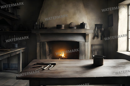 Workhouse Kitchen Digital Backdrop, Dreary Photography Background, Old Historic Building Photo Prop, Portrait Scene Setter, LBXD