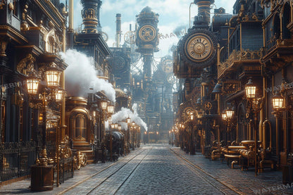 Steampunk Street Backdrops - Victorian Industrial Photography Backgrounds - Gaslamp Fantasy Cityscapes - Digital Download -Background