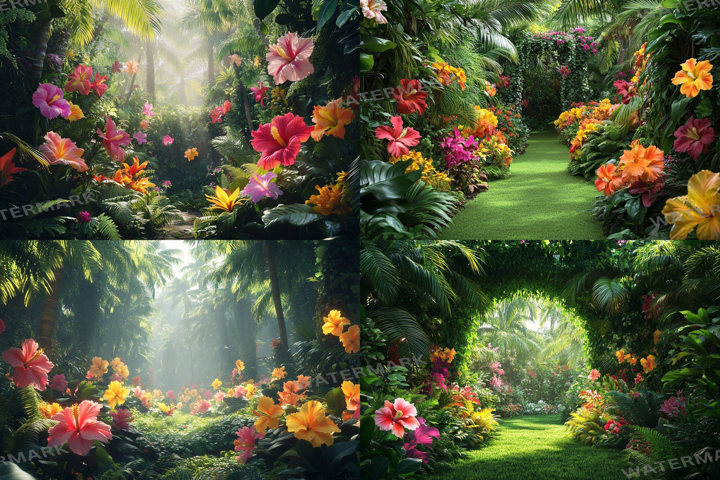 Tropical Vines Digital Backdrops - 3High-Res PNG Files for Photography  Craft Design - Commercial Use Allowed