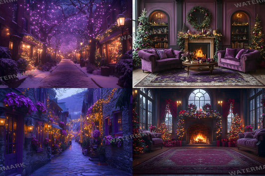 Purple Christmas Backdrops, Christmas Background, Digital Christmas Wallpapers, Photoshop, Photography Backdrops - 3:2 Ratio