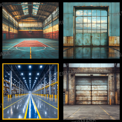 Warehouse Sports Digital Backdrop, Industrial Sports Background, Photography Prop, Sports Team Photo, Graffiti Warehouse Digital Image