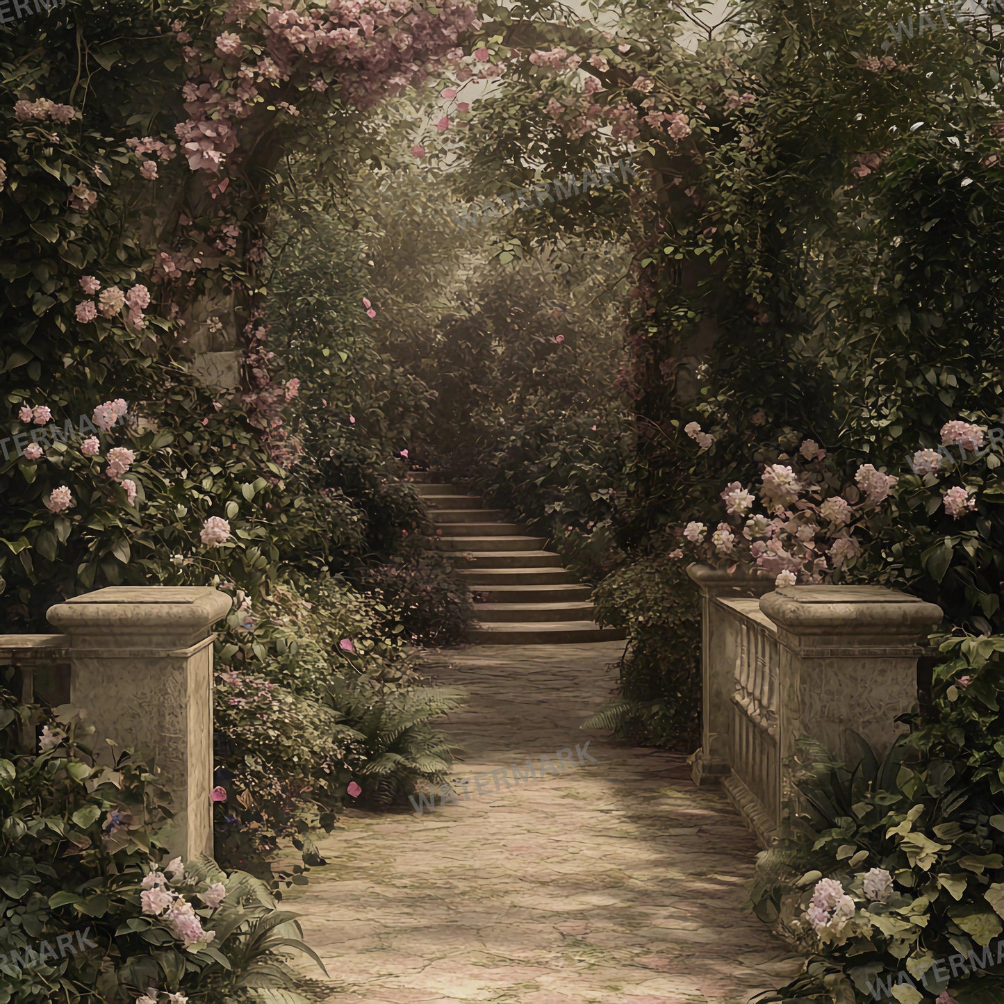 Secret Garden Digital Background, Forest Tree, Digital Backdrop, Nature, Photoshop Composite, Floral Background, Flower Garden backdrops