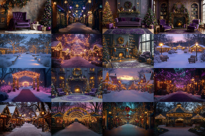 Purple Christmas Backdrops, Christmas Background, Digital Christmas Wallpapers, Photoshop, Photography Backdrops - 3:2 Ratio