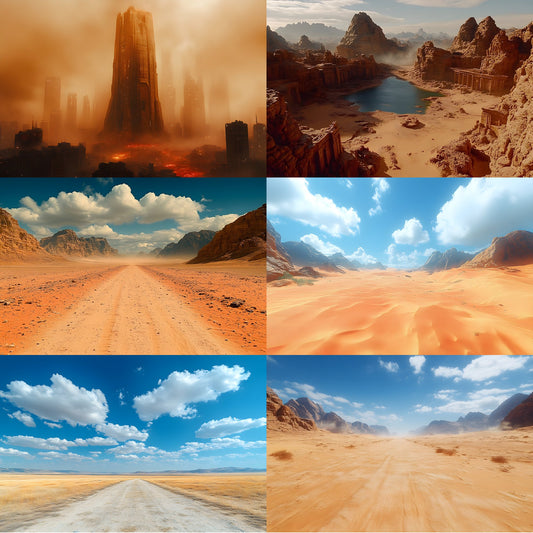 Cyberpunk Desert Digital Backdrop Set, Sci-Fi Backgrounds for Photography, Blade Runner Inspired, High-Res Futuristic Photo Overlays
