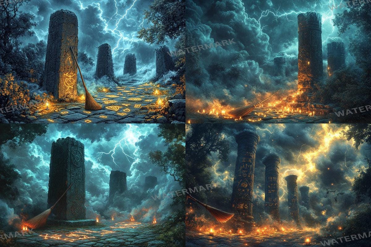WITCH BROOMSTICK BACKDROPS - Digital Photo Editing Overlay - Warm Aesthetic for Artists  Photographers