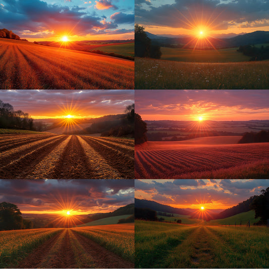 Sunset Pastoral Photography Backdrop, Warm Light Digital Background, Photo Prop, Golden Hour Scene, Dreamy Printable Image Set