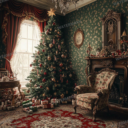 Christmas Backdrop, Digital Backdrop, Santa Christmas Backdrop For Kids Family, Festive Digital Download Christmas Background