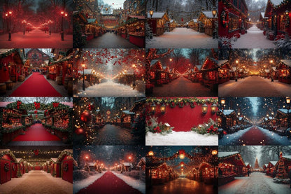 Warm Christmas Market Scene Photography Backdrops - 00x00px PNGs for Digital Artists  Designers