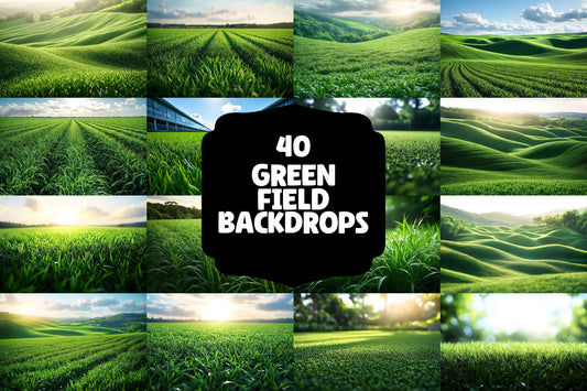 Green Field Backdrops | Lush Grass Landscape Digital Background | Rolling Hills Photoshop Backdrop | Nature Meadow Photography Background