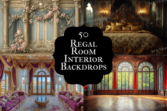 Regal Room Interior Backdrops - Victorian and Royal Designs - Royal Room Backdrops - Luxury Mansion Interior - Real Estate Backgrounds
