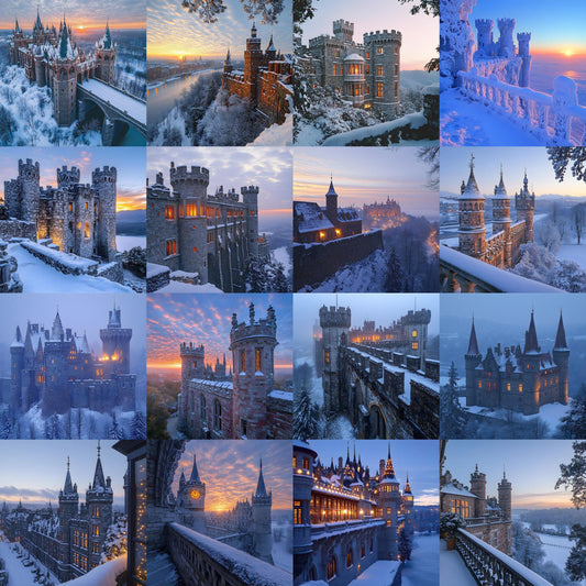 Winter Castle Digital Backdrops - Magical Winter Wonderland Photo Backdrops for Photographers, Family Portraits, Visual Storytelling