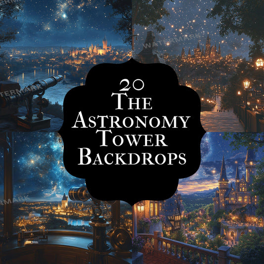 Astronomy Tower Backdrops ��������� Celestial Digital Backdrops for Magical and Fantasy-Inspired Photography - Celestial Backdrops & Backgrounds