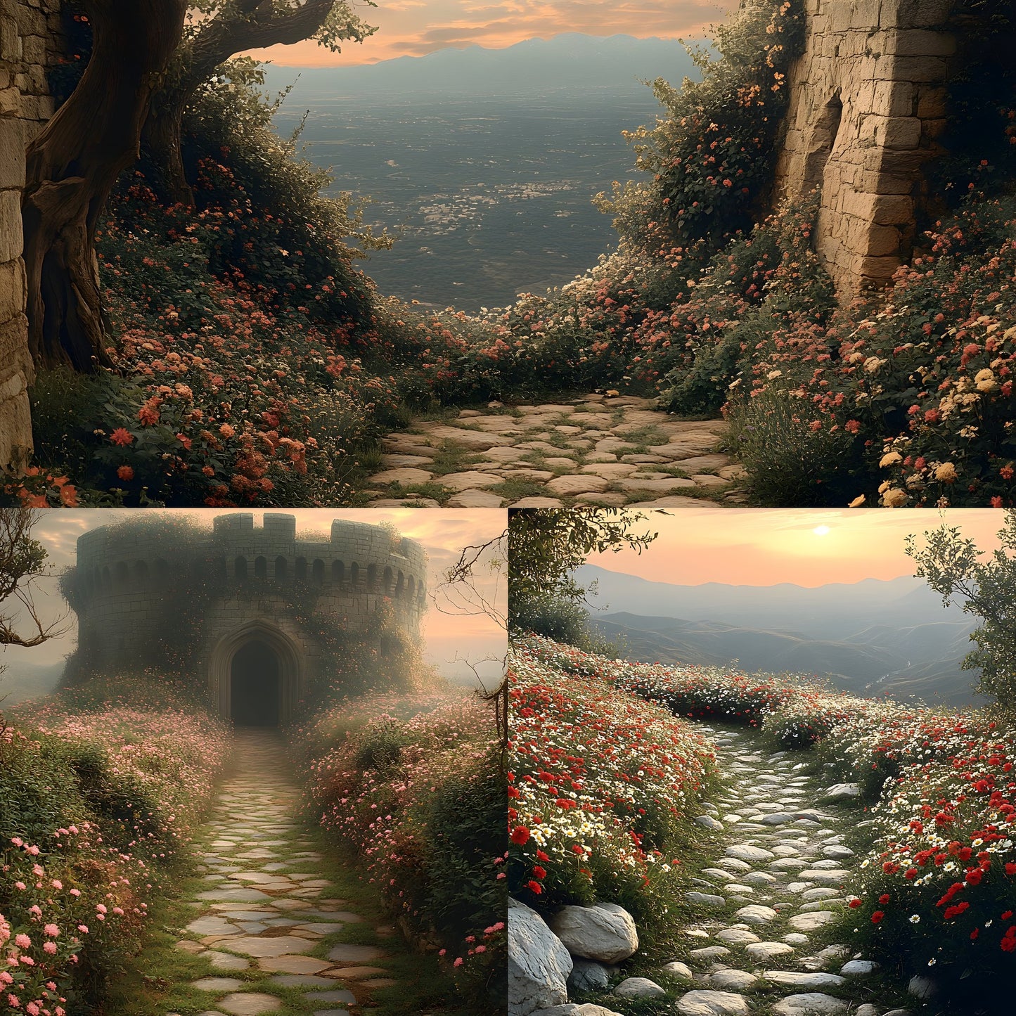 Wildflower Castle Backdrop, Wall View Background, Photography, Digital Download, Fantasy Scenery, Enchanted Forest, Princess Theme
