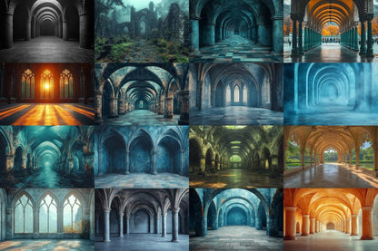 Wizarding School Arches Backdrop - Magical Gothic Photography Background - Fantasy Photoshop Overlay for Dark Academia & Mystic Themes