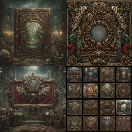 Steampunk Digital Backdrop, Industrial Background for Photography, Fantasy Photo Booth Prop, Image, Unique Rendered Design, SQBD