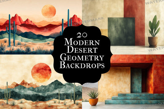 Modern Desert Geometry Backdrops, Abstract Digital Backgrounds, Minimalist Landscape Photography, Geometric Architectural Composites