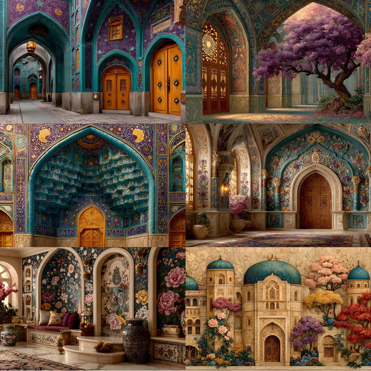Persian Architecture Digital Backdrop, Professional Photography Background, Ancient Palace Photo Booth, Middle East Virtual Backdrop