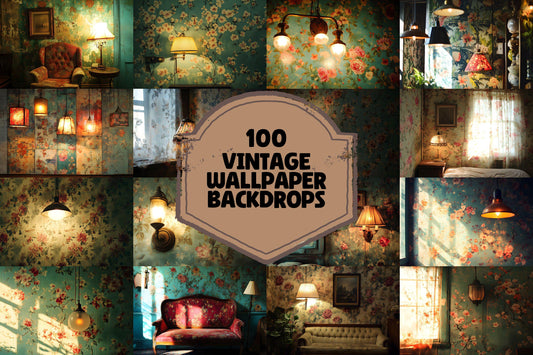 Vintage Wallpaper Backdrops with Retro Textures, Elegant Nostalgic Digital Backgrounds for Photography and Event Decoration